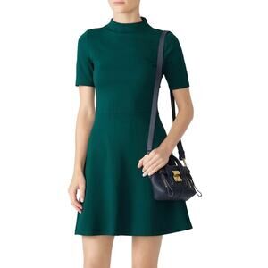 Slate & Willow Green Mock Neck Flare Dress S